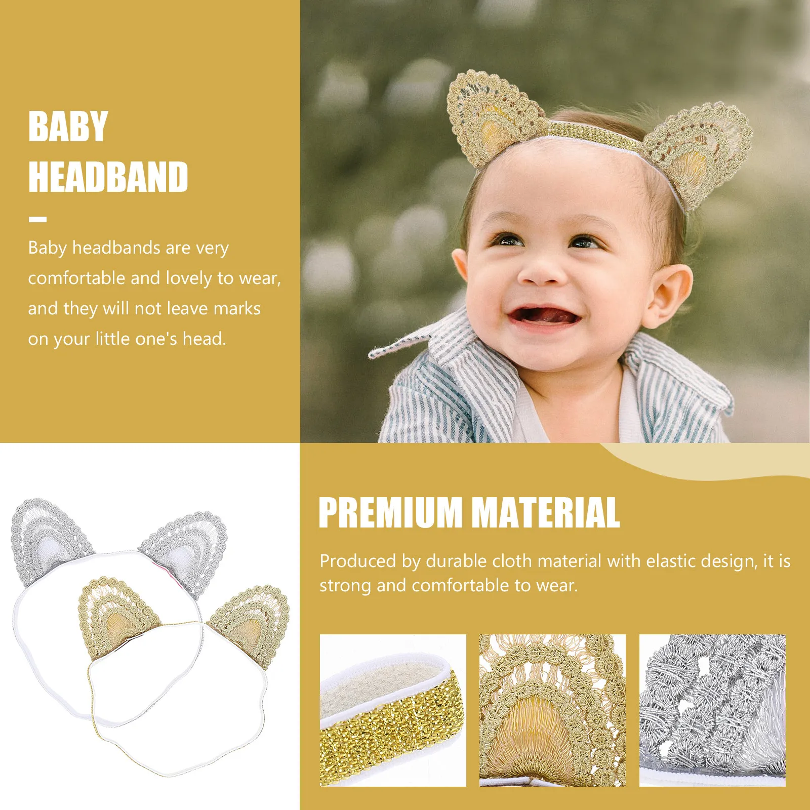 2Pcs Baby Headbands Cat Ear Elastic Lace Hair Bands Toddlers Girls Comfortable Hair Accessories Bright Colors Infant Hairband
2Pcs Baby Headbands Cat Ear Elastic Lace Hair Bands Toddlers Girls Comfortable Hair Accessories Bright Colors Infant Hairband