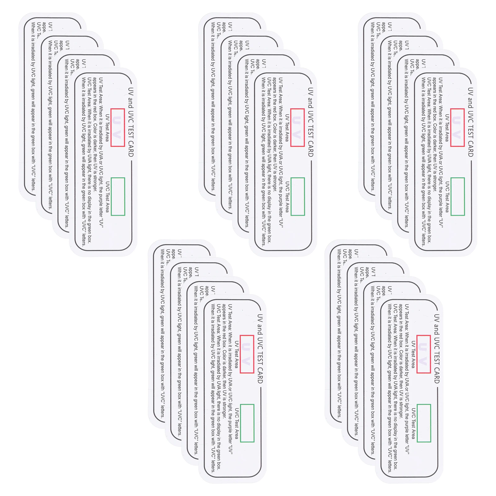 20 Pcs Test Cards UV Detection Stickers PVC Material UVA UVC Indicator Light Intensity Welding Accessories
20 Pcs Test Cards UV Detection Stickers PVC Material UVA UVC Indicator Light Intensity Welding Accessories