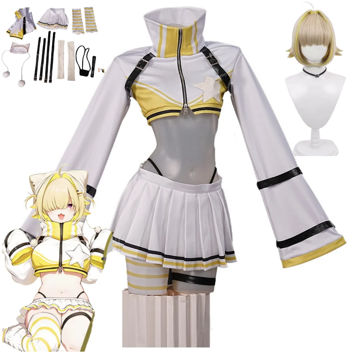 Anime Game Elegg Cosplay Costume White Long Sleeves Short Coat Tops Skirt Wig Adult Woman Sexy Carnival Christmas Suit
Anime Game Elegg Cosplay Costume White Long Sleeves Short Coat Tops Skirt Wig Adult Woman Sexy Carnival Christmas Suit