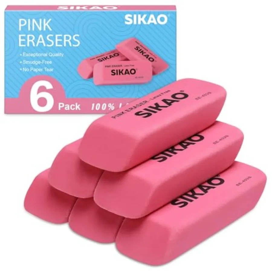 Erasers, 6 Pack Pencil Erasers for Latex-Free and Smudge-Free Beveled Rubber Erasers for School Supplies, Classroom, Art and Ho
Erasers, 6 Pack Pencil Erasers for Latex-Free and Smudge-Free Beveled Rubber Erasers for School Supplies, Classroom, Art and Ho