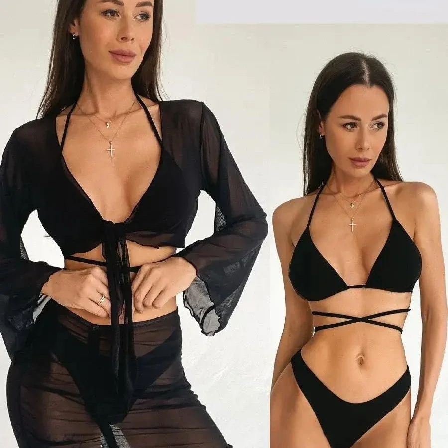4PCS Sexy Micro Bikini Set Swimwear Women Swimsuit Solid Black Biquini Set Beach Wear Bathing Suit for Female Mujer Купальник
4PCS Sexy Micro Bikini Set Swimwear Women Swimsuit Solid Black Biquini Set Beach Wear Bathing Suit for Female Mujer Купальник