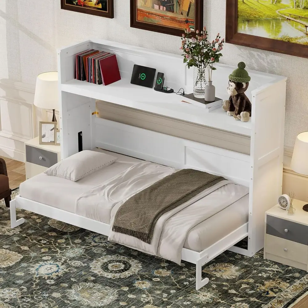 SOTSEA Twin XL Size Horizontal Murphy Bed, Hideaway Wall Bed with Desk, Storage Shelves, LED Light & USB Ports, Space-Saving old
SOTSEA Twin XL Size Horizontal Murphy Bed, Hideaway Wall Bed with Desk, Storage Shelves, LED Light & USB Ports, Space-Saving old