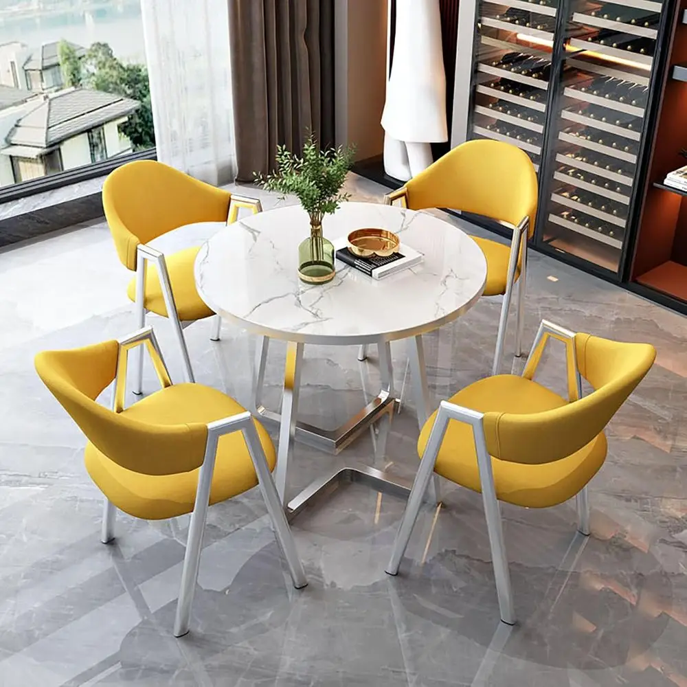 Round Dining Table Set with 4 Chairs, Ideal for Living Room, Kitchen, or Hotel Business Meetings, 80x75cm
Round Dining Table Set with 4 Chairs, Ideal for Living Room, Kitchen, or Hotel Business Meetings, 80x75cm