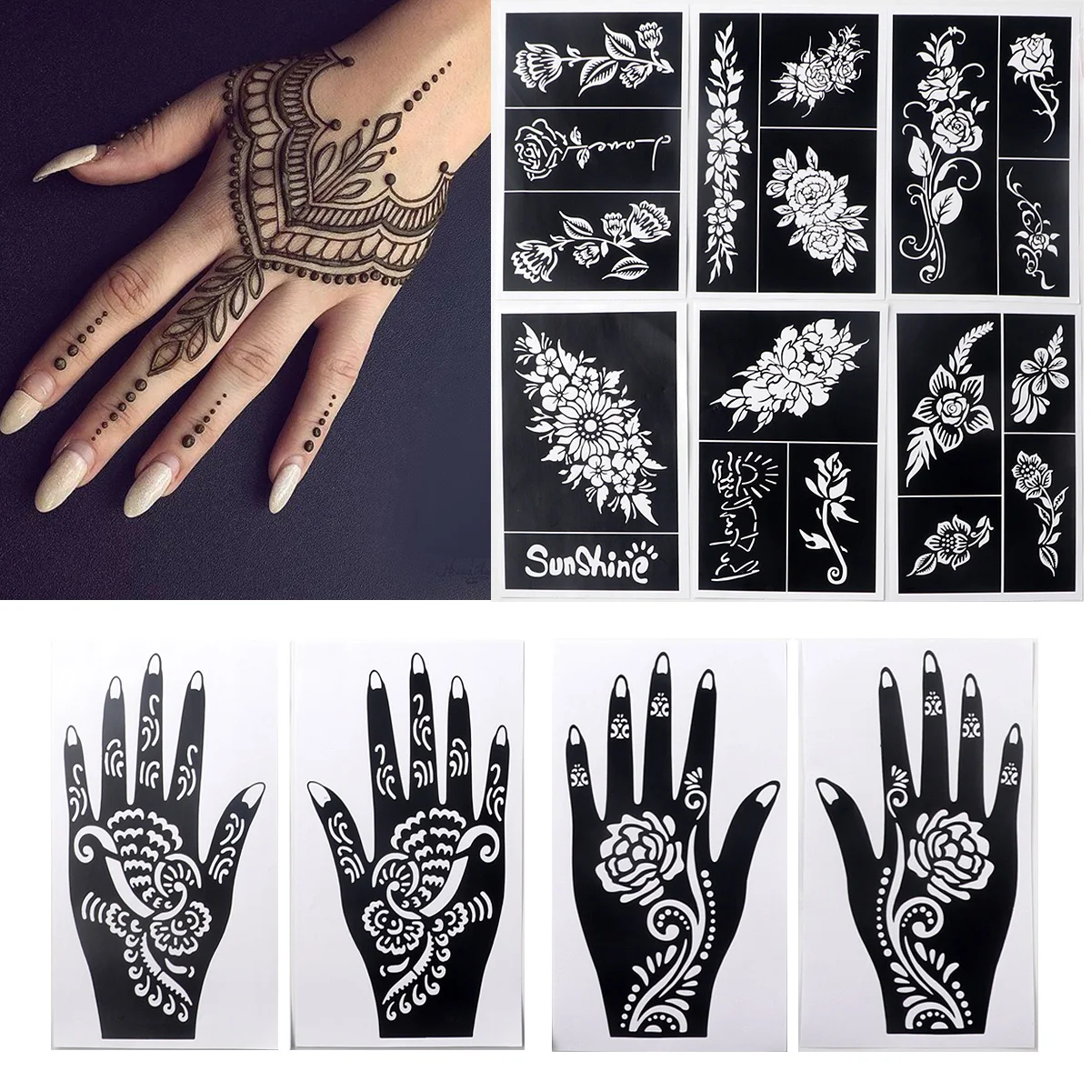 10 Temporary Tattoo Stencil Sets, Sexy Floral Patterns, Suitable for Hands, Arms, Thighs, Etc., DIY Painting, Suitable for Tattoos, Reusable Hollow Stencils, Suitable for Women's Body Painting (Mehndi Tattoo) Designs
10 Temporary Tattoo Stencil Sets, Sexy Floral Patterns, Suitable for Hands, Arms, Thighs, Etc., DIY Painting, Suitable for Tattoos, Reusable Hollow Stencils, Suitable for Women's Body Painting (Mehndi Tattoo) Designs