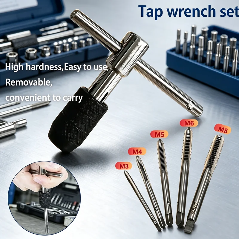T-type 3mm to 6mm hand tap wrench thread tapping tool set hand wrench thread tapping M6 to M8 tool set hand tool Tap wrench set
T-type 3mm to 6mm hand tap wrench thread tapping tool set hand wrench thread tapping M6 to M8 tool set hand tool Tap wrench set