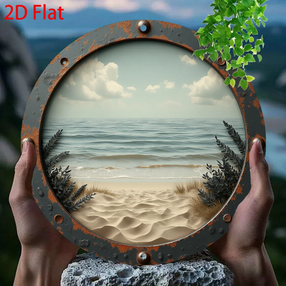 2D Flat - 1pc Vintage Round Aluminum Tin Sign, 20.32X20.32 cm, Retro Beach Scene Wall Art, Multipurpose Decorative Plaque for Ho
2D Flat - 1pc Vintage Round Aluminum Tin Sign, 20.32X20.32 cm, Retro Beach Scene Wall Art, Multipurpose Decorative Plaque for Ho