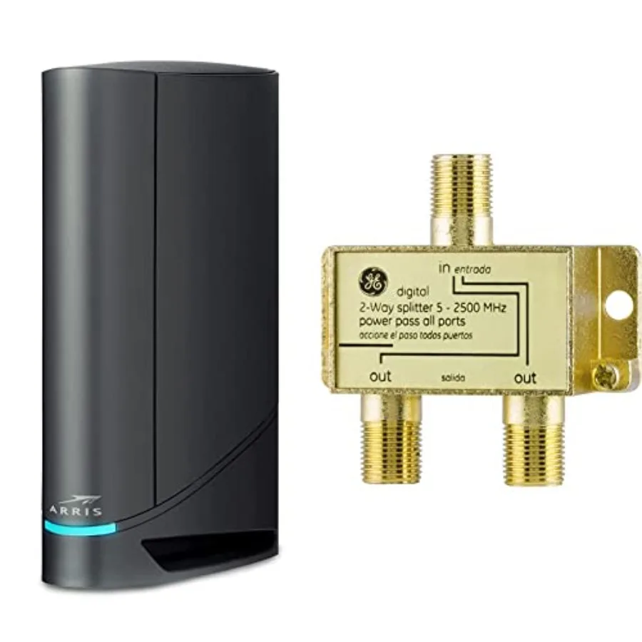 Surfboard G34 DOCSIS 3.1 Cable Modem Wi-Fi 6 Router AX3000 and GE 2-Way Coaxial Cable Splitter
Surfboard G34 DOCSIS 3.1 Cable Modem Wi-Fi 6 Router AX3000 and GE 2-Way Coaxial Cable Splitter