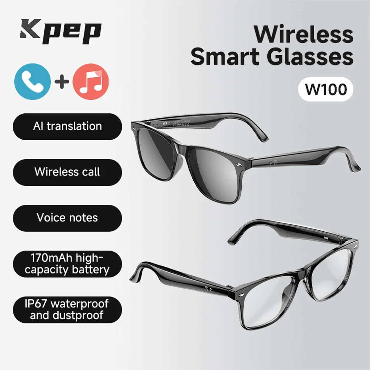 Солнцезащитные очки KPEP AI Smart Translate, мужские Bluetooth-очки, беспроводной звонок, воспроизведение музыки, женские умные очки с защитой от синего света 
Солнцезащитные очки KPEP AI Smart Translate, мужские Bluetooth-очки, беспроводной звонок, воспроизведение музыки, женские умные очки с защитой от синего света