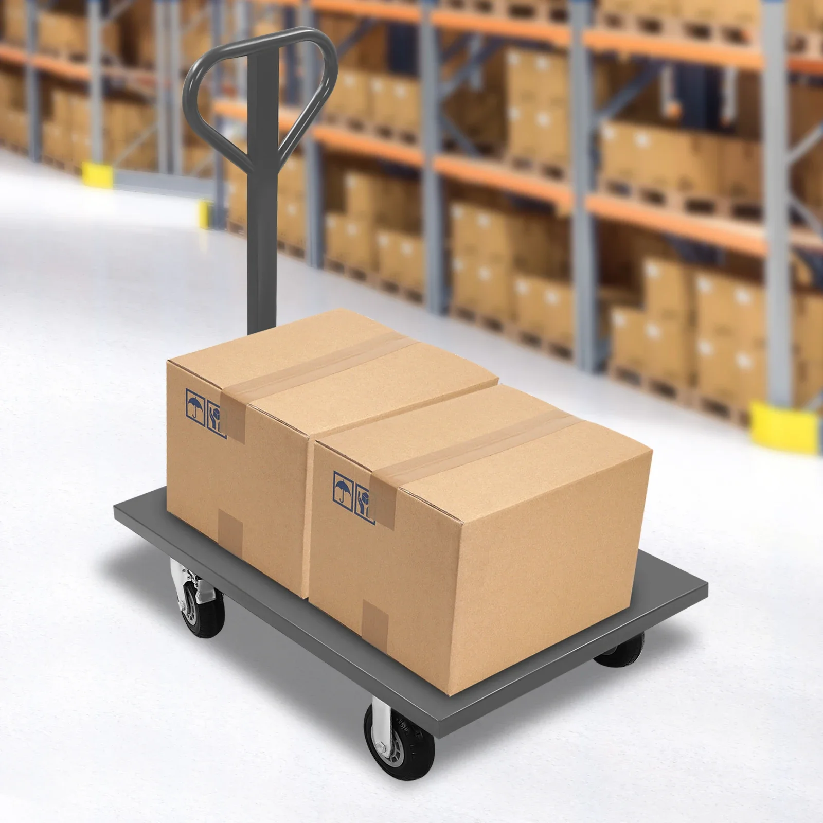 2000lbs Industrial Flat Dolly Cart Heavy-Duty Iron Hand Truck with Brake Wheels & Spray-Molded Frame 37.48lbs Lightweight Gray
2000lbs Industrial Flat Dolly Cart Heavy-Duty Iron Hand Truck with Brake Wheels & Spray-Molded Frame 37.48lbs Lightweight Gray