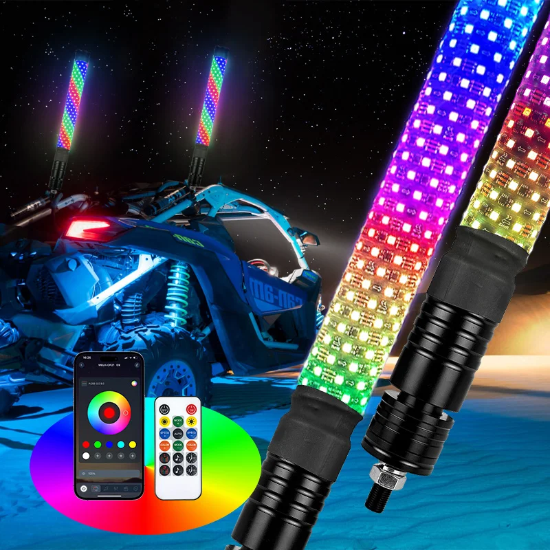 2PCS 2FT Spiral RGB LED Whip Lights for truck,Remote Control Flagpole Antenna Whips,for UTV ATV Off Road Sand Buggy Dune, RZR
2PCS 2FT Spiral RGB LED Whip Lights for truck,Remote Control Flagpole Antenna Whips,for UTV ATV Off Road Sand Buggy Dune, RZR