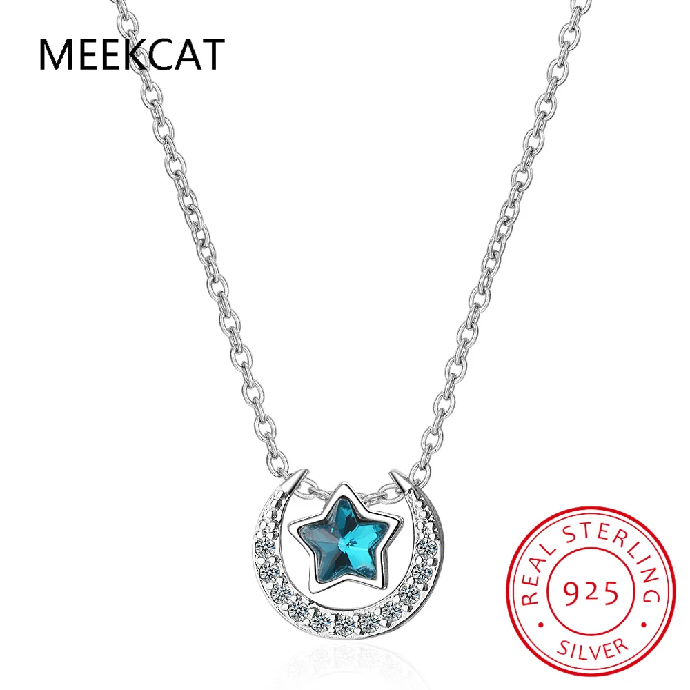 Real 925 Sterling Silver Blue Zircon Moon Star Pendant Necklace Choker for Women Classic Fine Jewelry Minimalist Accessories
Real 925 Sterling Silver Blue Zircon Moon Star Pendant Necklace Choker for Women Classic Fine Jewelry Minimalist Accessories