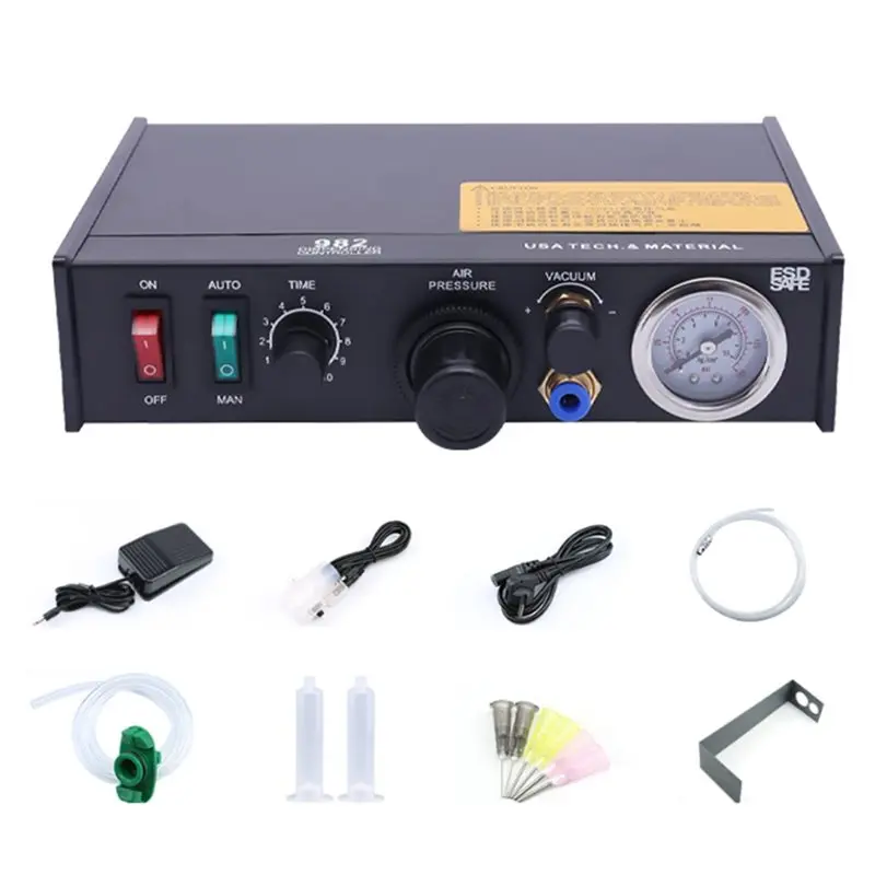 AED7-982 Semi-Automatic Dispensing Machine Auto Manual Glue Dispenser Air Pump Drive Liquid Binder Controller EU Plug