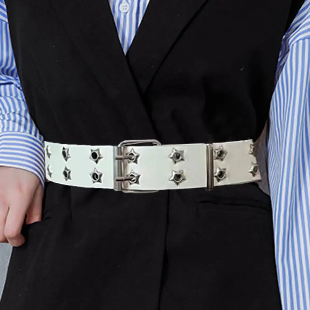 Punk Style Double Layer Hollow Star Eyes Waist Belt Buckle Closure Faux Leather Adjustable Jeans Belt Clothes Ornament
Punk Style Double Layer Hollow Star Eyes Waist Belt Buckle Closure Faux Leather Adjustable Jeans Belt Clothes Ornament