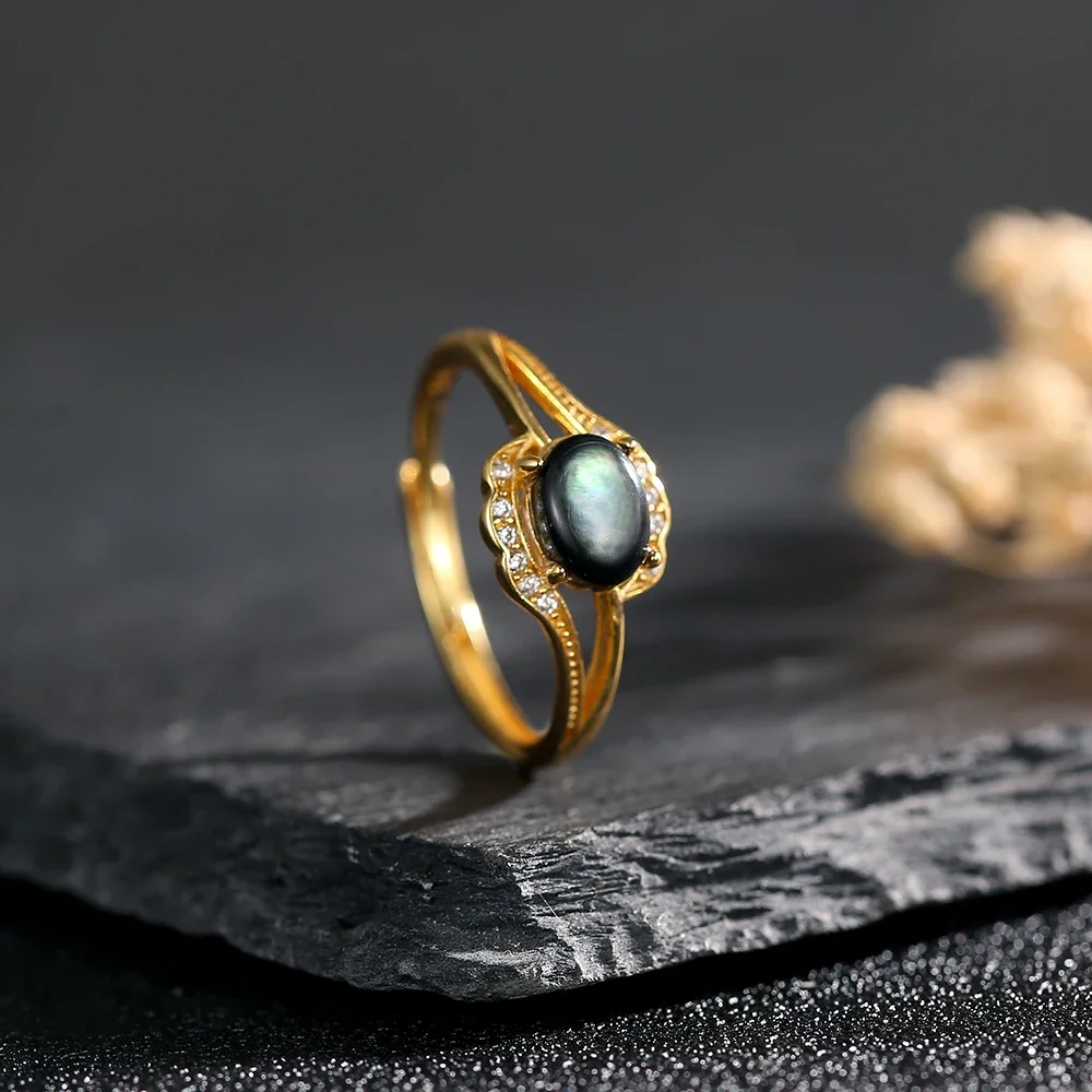 Women's 925 Silver Ring Natural Black Abalone Shell Adjustable Bands K Gold Plated Evil Eye Design Gemstone Jewelry Gifts
Women's 925 Silver Ring Natural Black Abalone Shell Adjustable Bands K Gold Plated Evil Eye Design Gemstone Jewelry Gifts