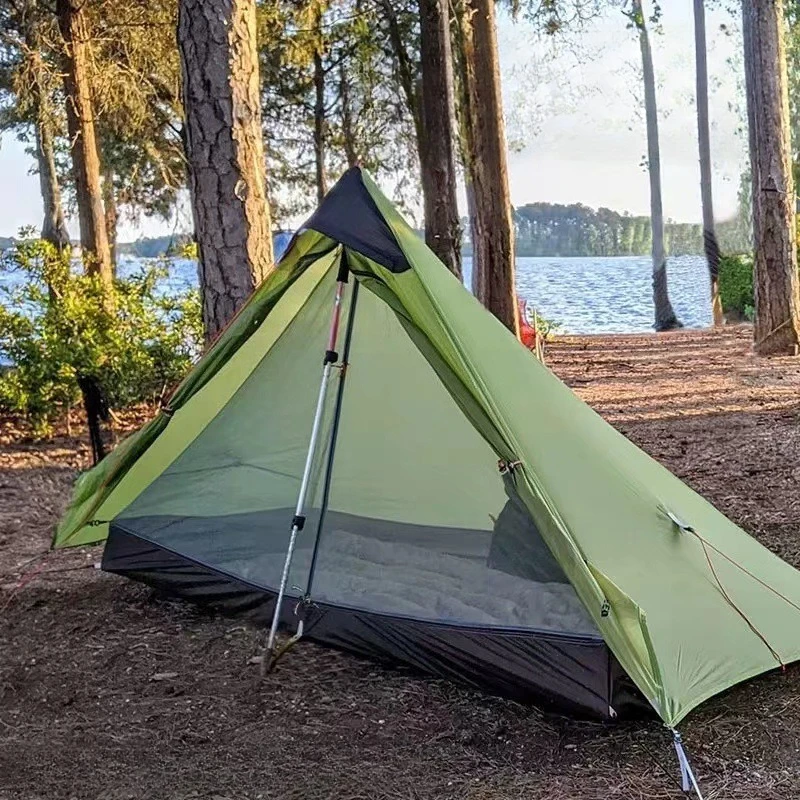 Single ultra-light 15D silicon-coated rodless tent pyramid tent camping mountaineering without ground cloth
Single ultra-light 15D silicon-coated rodless tent pyramid tent camping mountaineering without ground cloth