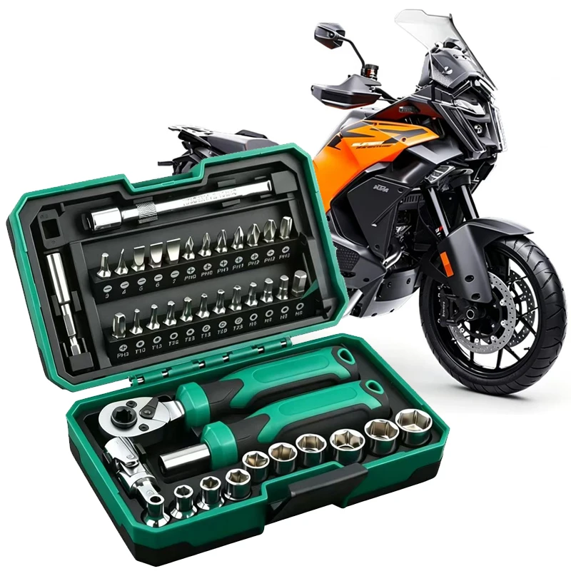 40PCS Portable Universal Motorcycle Repair Tool Kit Socket Wrench Set For KTM Duke 390 690 790 890 1090 1190 1290 1390 Adventure
40PCS Portable Universal Motorcycle Repair Tool Kit Socket Wrench Set For KTM Duke 390 690 790 890 1090 1190 1290 1390 Adventure
