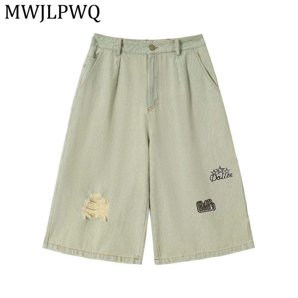 MWJLPWQ Distressed Vertical Striped Ripped Denim Cropped Pants Men Summer Loose Wide-Leg Punk Workwear Shorts Street Chic 15604
MWJLPWQ Distressed Vertical Striped Ripped Denim Cropped Pants Men Summer Loose Wide-Leg Punk Workwear Shorts Street Chic 15604