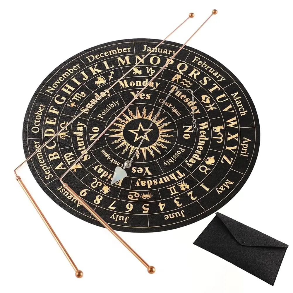 Sreuyong Copper Dowsing Rods - 2 Divining Rods, 1 Dowsing Pendulum, 1 Divination Mat - Water, Treasure, Buried Objects
Sreuyong Copper Dowsing Rods - 2 Divining Rods, 1 Dowsing Pendulum, 1 Divination Mat - Water, Treasure, Buried Objects