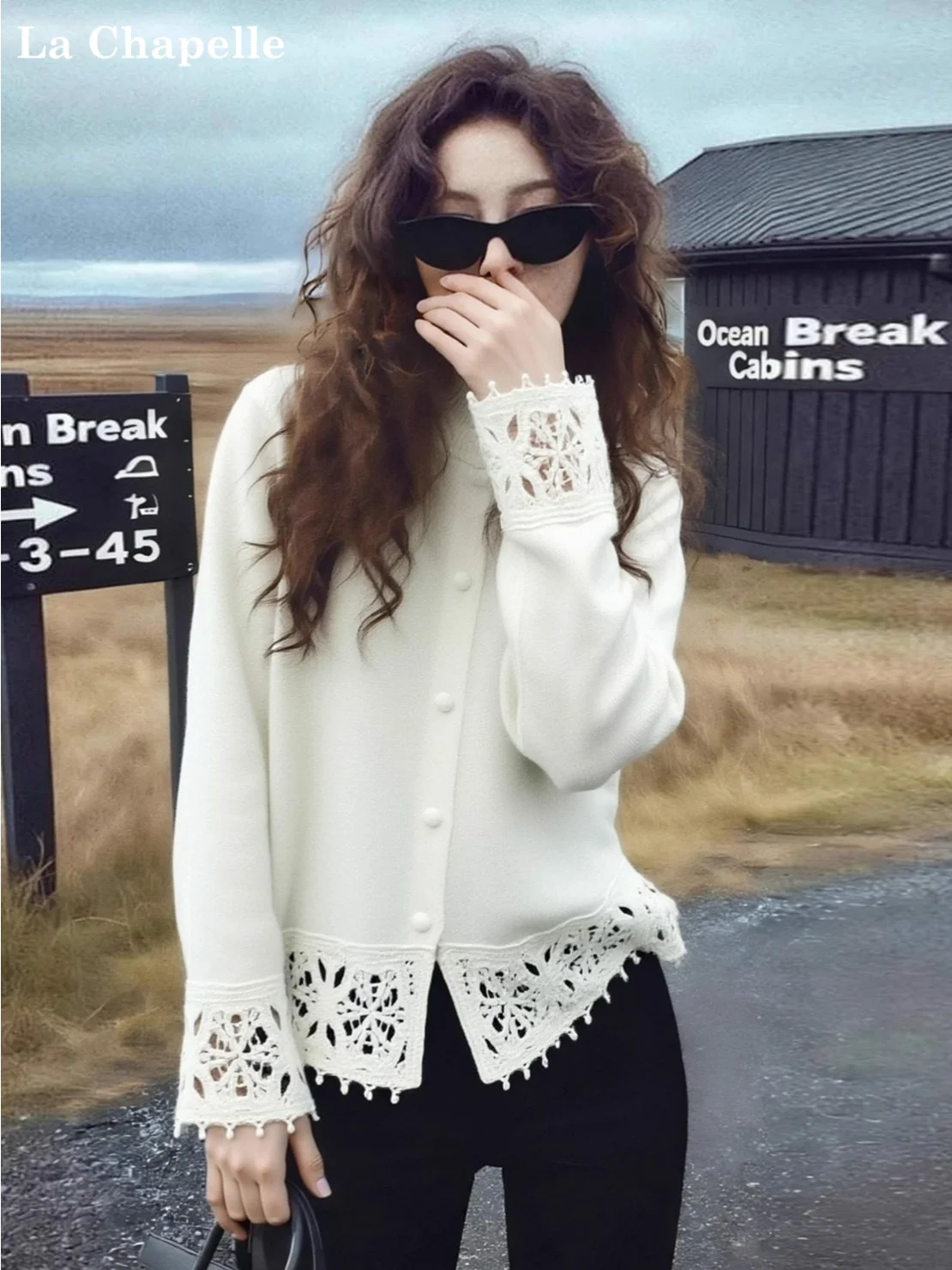 La Chapelle Embroidered Splice Knitted White Sweater Women's Spring Autumn Winter Half High Collar Open Cardigan Outerwear
La Chapelle Embroidered Splice Knitted White Sweater Women's Spring Autumn Winter Half High Collar Open Cardigan Outerwear