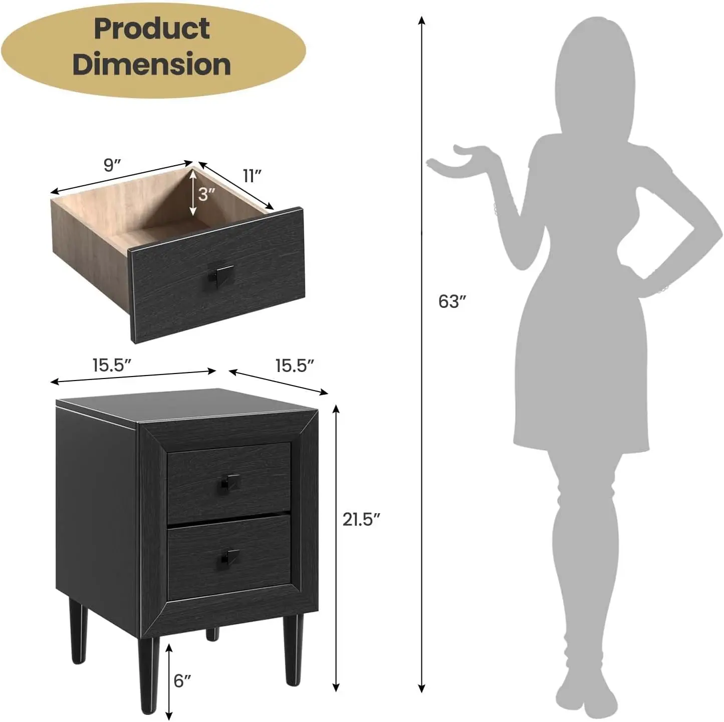 Giantex Black Nightstand Set Of 2, Fully-Assembled 2-Drawer Bedside Tables With Solid Wood Legs For Bedroom, Modern Night Stand
Giantex Black Nightstand Set Of 2, Fully-Assembled 2-Drawer Bedside Tables With Solid Wood Legs For Bedroom, Modern Night Stand