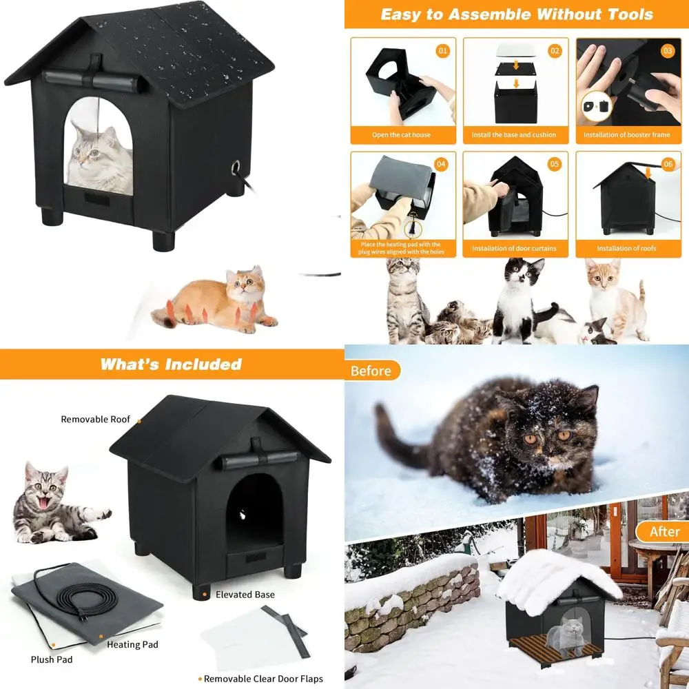 Waterproof Insulated Outdoor Cat Shelter with Escape Door, Elevated and Heated, Suitable for Feral Cats or Small Dogs (Black, Sm
Waterproof Insulated Outdoor Cat Shelter with Escape Door, Elevated and Heated, Suitable for Feral Cats or Small Dogs (Black, Sm