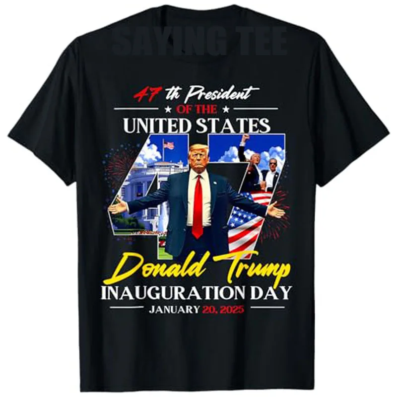 President Donald Trump Inauguration Day 2025 47th Flag Print T-shirt Men's and Women's Short Sleeve High Quality Men's Clothing
President Donald Trump Inauguration Day 2025 47th Flag Print T-shirt Men's and Women's Short Sleeve High Quality Men's Clothing