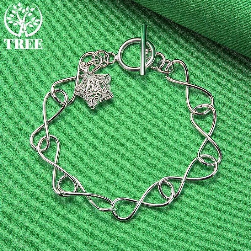ALITREE 925 Sterling Silver Hollow Star Link Chain Bracelets For Women Charm Jewelry Engagement Christmas Birthday Party Gifts
ALITREE 925 Sterling Silver Hollow Star Link Chain Bracelets For Women Charm Jewelry Engagement Christmas Birthday Party Gifts