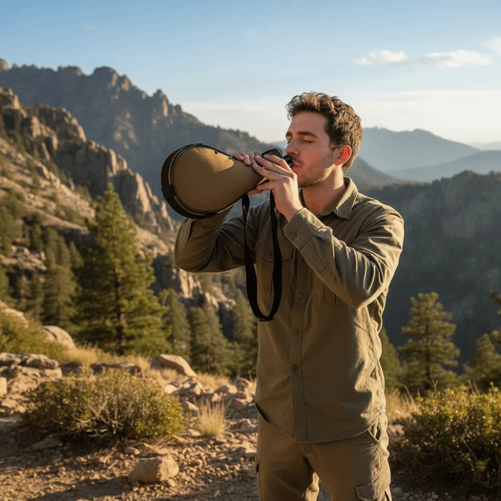 Mountaineering Leak-Proof Water Bottle Portable Oval-Shaped Water Kettle Oxford Cloth Desert Pot Outdoor Adventures
Mountaineering Leak-Proof Water Bottle Portable Oval-Shaped Water Kettle Oxford Cloth Desert Pot Outdoor Adventures