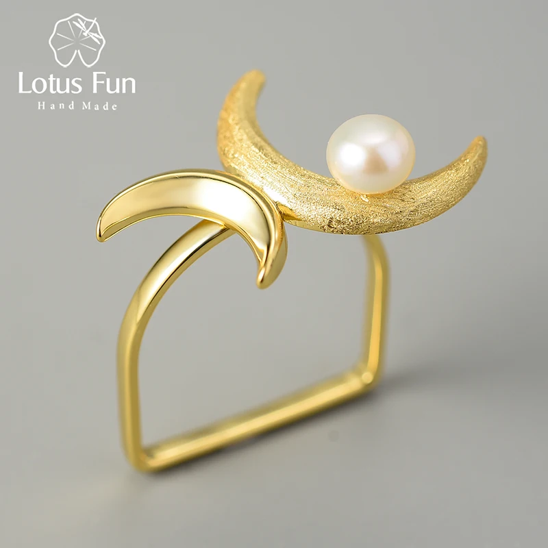 Lotus Fun Natural Pearl 18K Gold Double Moon Rings for Women Real 925 Sterling Silver Large Ring Luxury Quality Fine Jewelry
Lotus Fun Natural Pearl 18K Gold Double Moon Rings for Women Real 925 Sterling Silver Large Ring Luxury Quality Fine Jewelry