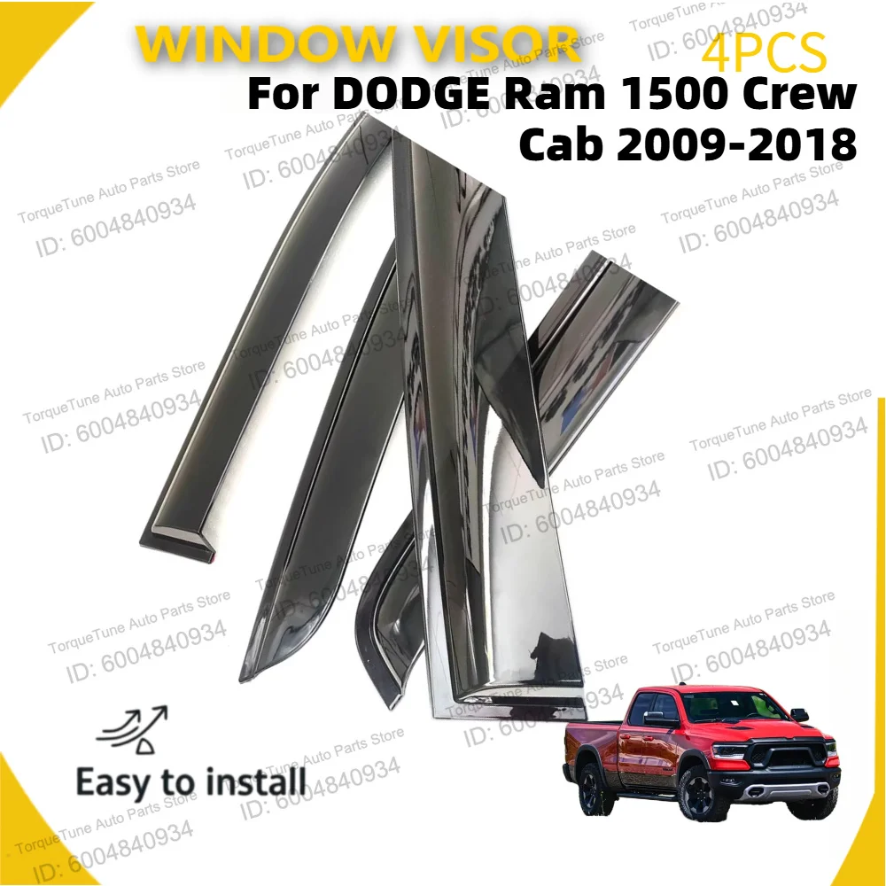 4-Piece Window Visor for DODGE Ram 1500 Crew Cab 2009-2018, High-End Injection, Rain Sun Guard, Car Accessory
4-Piece Window Visor for DODGE Ram 1500 Crew Cab 2009-2018, High-End Injection, Rain Sun Guard, Car Accessory
