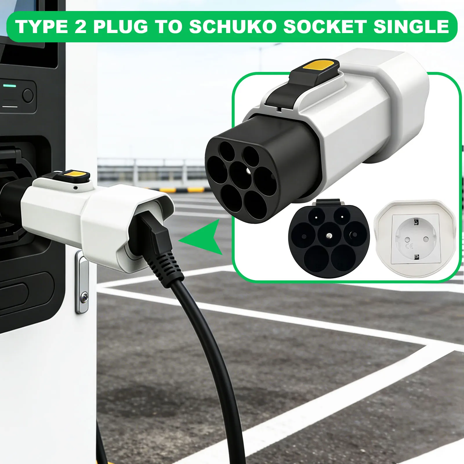 Type 2 Male to Schuko Discharging Adapter IEC62196-2 Standard Charging Station Discharge Converter Suitable For Electric Scooter
Type 2 Male to Schuko Discharging Adapter IEC62196-2 Standard Charging Station Discharge Converter Suitable For Electric Scooter
