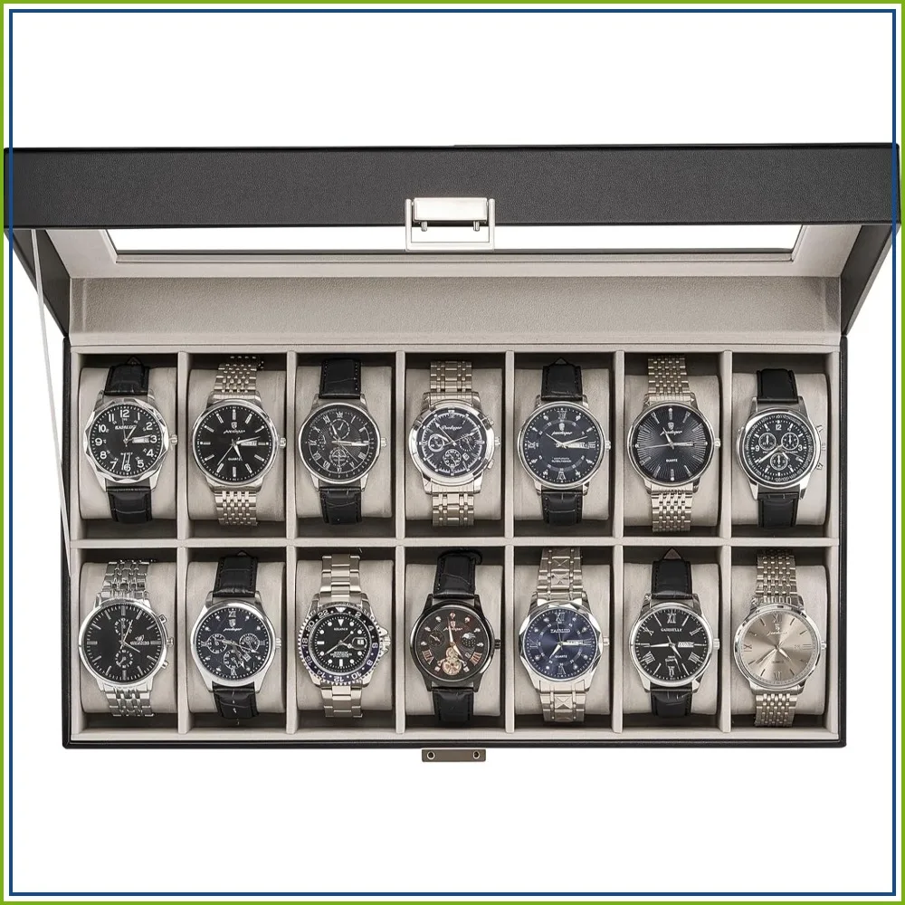 14 Slot Watch Case for Men, Glass Top Display Organizer, Gift for Dad Husband
14 Slot Watch Case for Men, Glass Top Display Organizer, Gift for Dad Husband