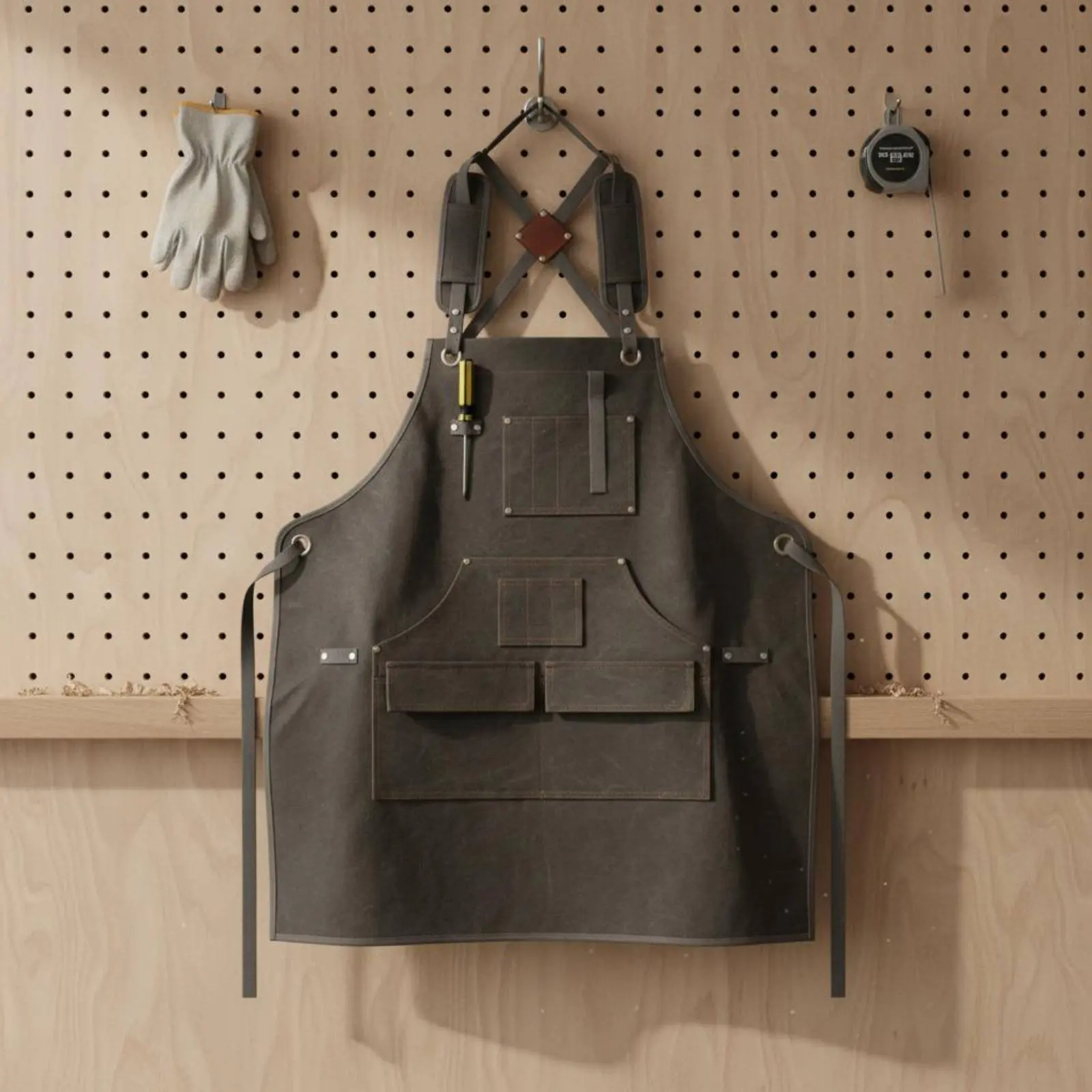Sturdy Duty Work Apron Padded Shoulder Straps Tool Apron with Pockets Workwear for Woodworkers, Workshop, Garage
Sturdy Duty Work Apron Padded Shoulder Straps Tool Apron with Pockets Workwear for Woodworkers, Workshop, Garage