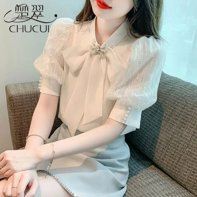 Chiffon Short-sleeved Blouse for Women Summer Youth-reducing Fashionable Tops New Hot-selling T-shirt with Puffy Sleeves
Chiffon Short-sleeved Blouse for Women Summer Youth-reducing Fashionable Tops New Hot-selling T-shirt with Puffy Sleeves