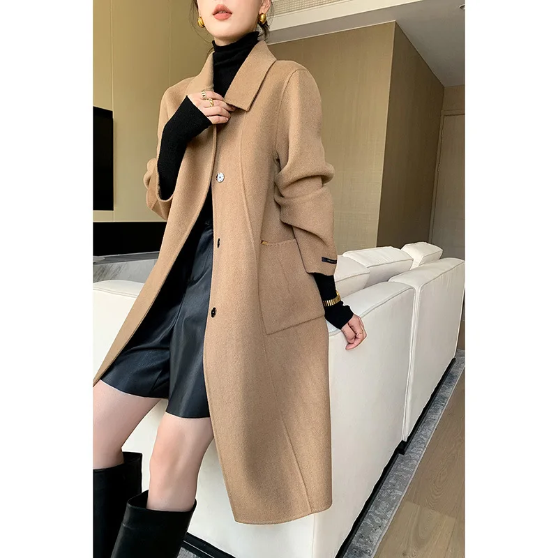 Double-sided Cashmere Thicken Wool Coat Turn-down Collar Single Breasted Wool Jacket 2023 Autumn Women's Pocket Casual Wool Coat
Double-sided Cashmere Thicken Wool Coat Turn-down Collar Single Breasted Wool Jacket 2023 Autumn Women's Pocket Casual Wool Coat