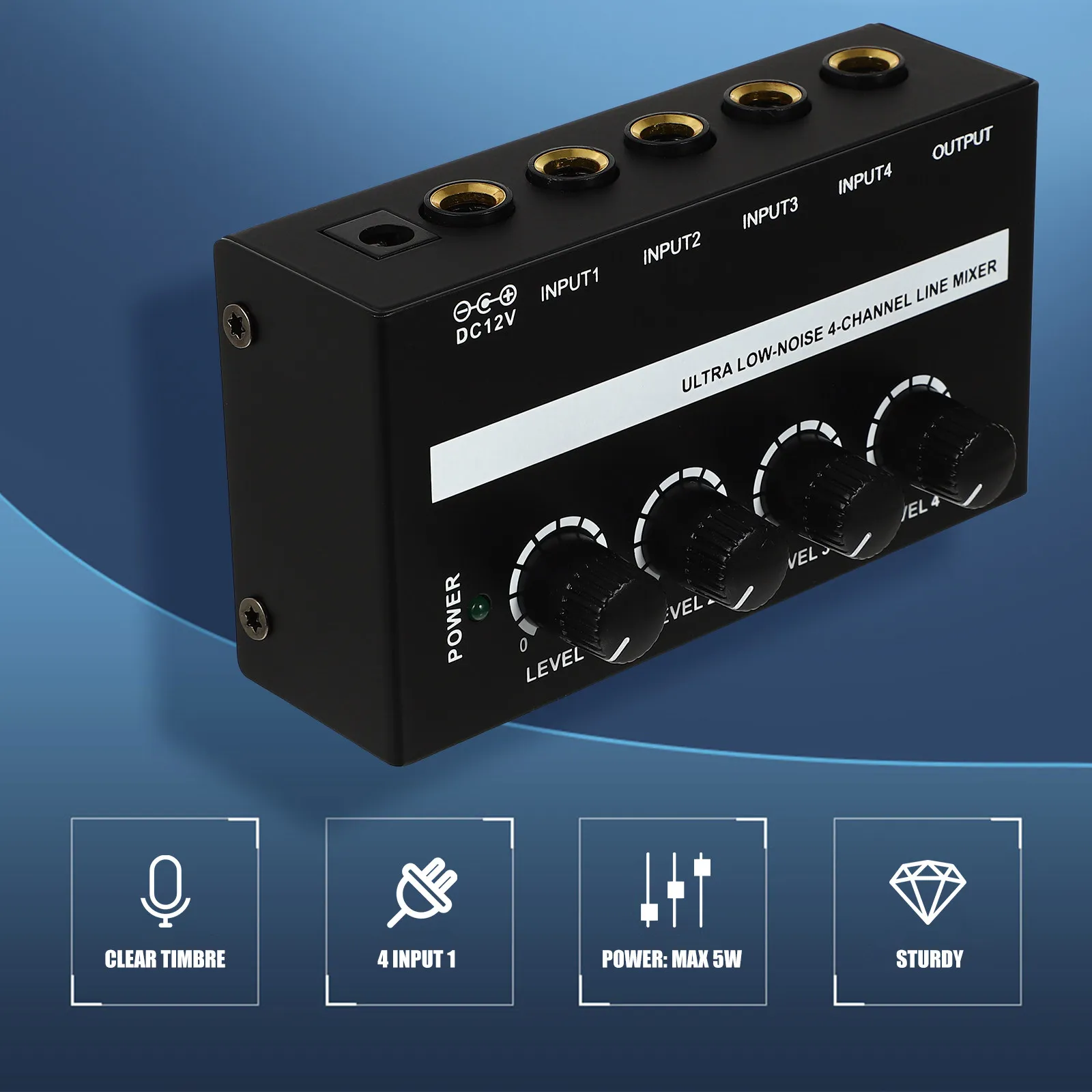 Портативный 4-канальный аудиомикшер Mini: компактный звуковой микшер для баров, клубов, небольших сцен, мониторинга и рутинга, стерео, корпус из железа и ABS-пластика
Портативный 4-канальный аудиомикшер Mini: компактный звуковой микшер для баров, клубов, небольших сцен, мониторинга и рутинга, стерео, корпус из железа и ABS-пластика