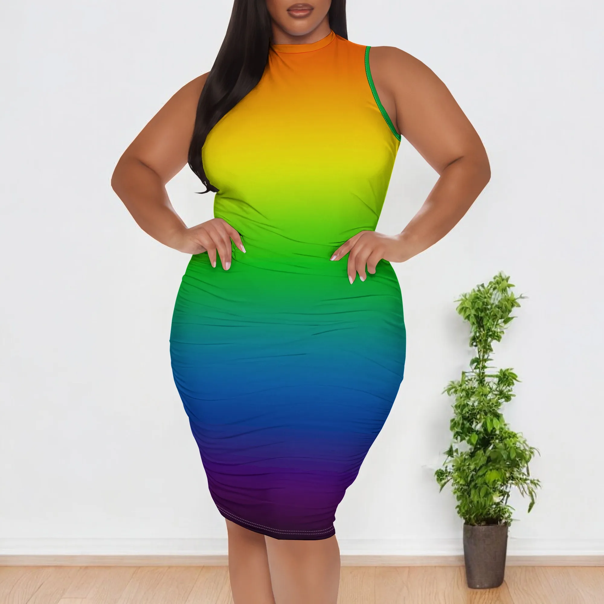 Plus Size Ombre Rainbow Gradient Bodycon Dress XL-6XL Sleeveless Colorful Summer Party Beach Dress for Curvy Women
Plus Size Ombre Rainbow Gradient Bodycon Dress XL-6XL Sleeveless Colorful Summer Party Beach Dress for Curvy Women