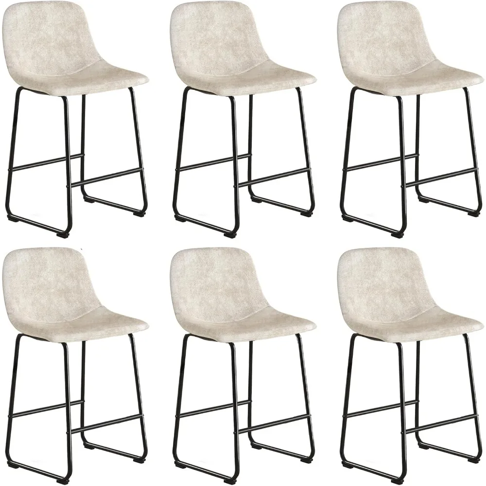 Counter Height Bar Chairs Set of 6, Beige Modern Counter Stools with Back & Metal Legs, Armless Dining Chairs for Kitchen Islan
Counter Height Bar Chairs Set of 6, Beige Modern Counter Stools with Back & Metal Legs, Armless Dining Chairs for Kitchen Islan