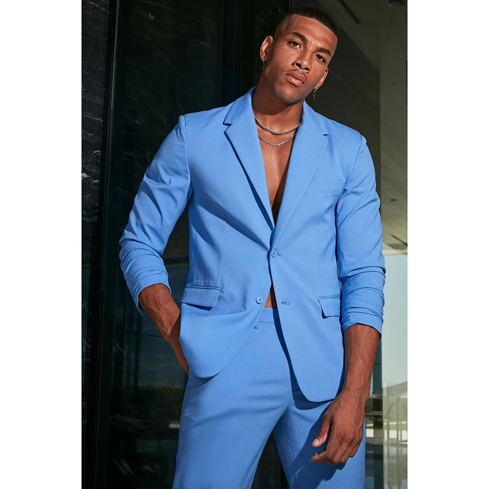Fashion Blue Men's Suits Single Breasted 2 Pieces Jacket Pants Blazers Sets Slim Fit Banquet Business Party Male Clothing
Fashion Blue Men's Suits Single Breasted 2 Pieces Jacket Pants Blazers Sets Slim Fit Banquet Business Party Male Clothing