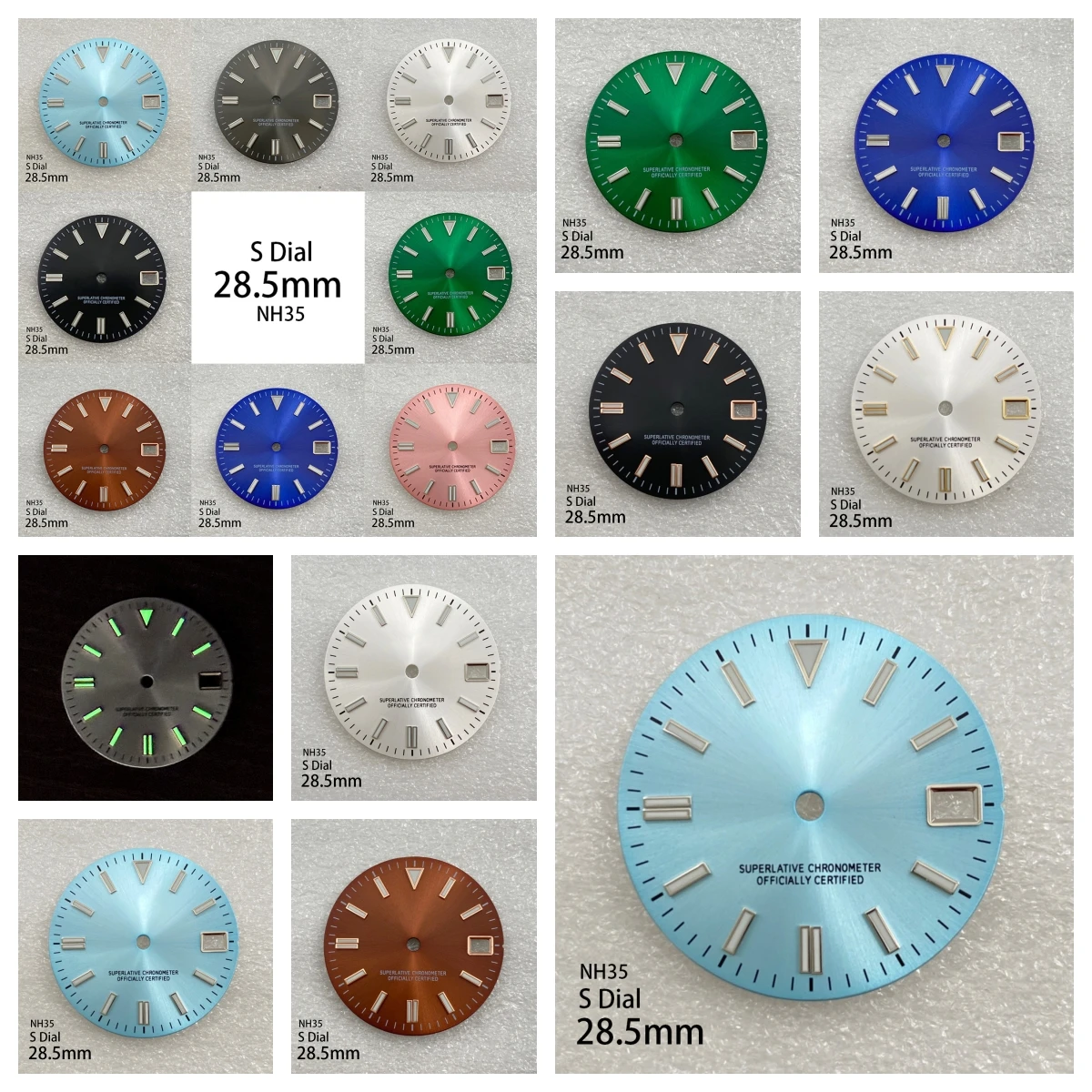 28.5mm S Logo Dial Fit NH35/NH36/4R Automatic Movement Green Luminous Sunray High Quality Watch Modification Accessories
28.5mm S Logo Dial Fit NH35/NH36/4R Automatic Movement Green Luminous Sunray High Quality Watch Modification Accessories