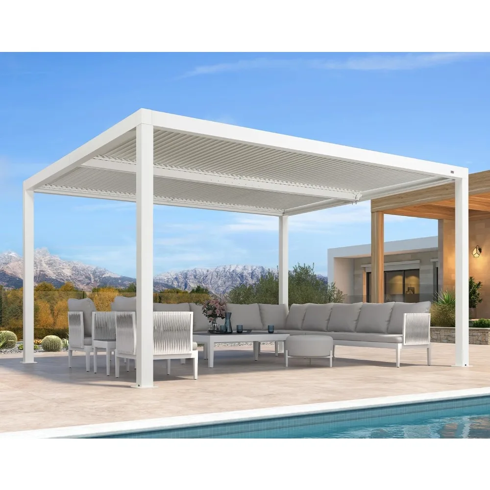 Outdoor Louvered Pergola 12' x 14' White Aluminum Pergola Modern Shade Gazebo with 2 Independently Adjustable Rainproof Hardtop
Outdoor Louvered Pergola 12' x 14' White Aluminum Pergola Modern Shade Gazebo with 2 Independently Adjustable Rainproof Hardtop