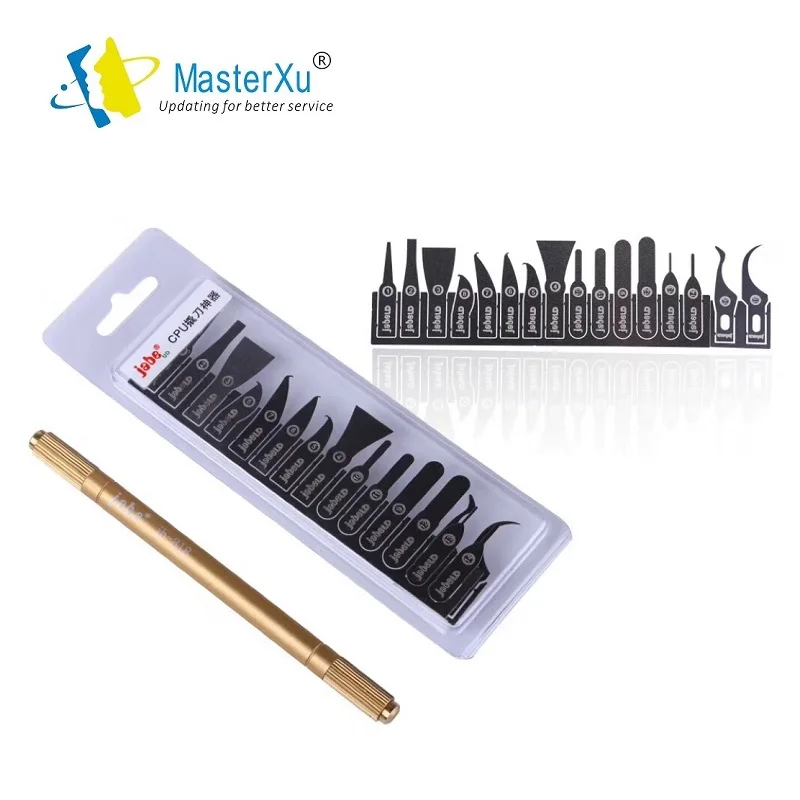 MasterXu JABE UD-818 UD-306 CPU Blade Set Ultra Thin Phone BGA IC Chip Remover Stainless Steel Tool for Motherboard Disassemble
MasterXu JABE UD-818 UD-306 CPU Blade Set Ultra Thin Phone BGA IC Chip Remover Stainless Steel Tool for Motherboard Disassemble