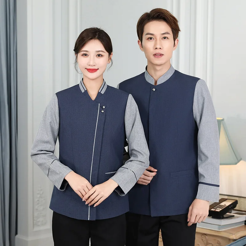 Long-sleeved cleaning uniforms for autumn and winter, hotel room cleaning staff workwear tops, property cleaning staff uniforms
Long-sleeved cleaning uniforms for autumn and winter, hotel room cleaning staff workwear tops, property cleaning staff uniforms