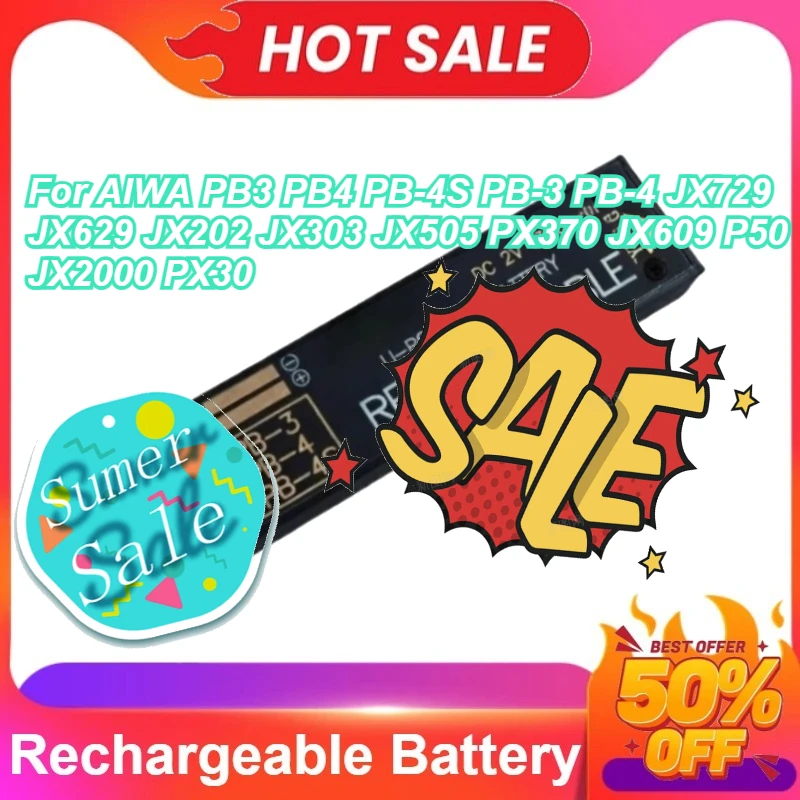 For AIWA PB3 PB4 PB-4S PB-3 PB-4 JX729 JX629 JX202 JX303 JX505 PX370 JX609 P50 JX2000 PX30 2V 1380mAh Walkman Battery
For AIWA PB3 PB4 PB-4S PB-3 PB-4 JX729 JX629 JX202 JX303 JX505 PX370 JX609 P50 JX2000 PX30 2V 1380mAh Walkman Battery