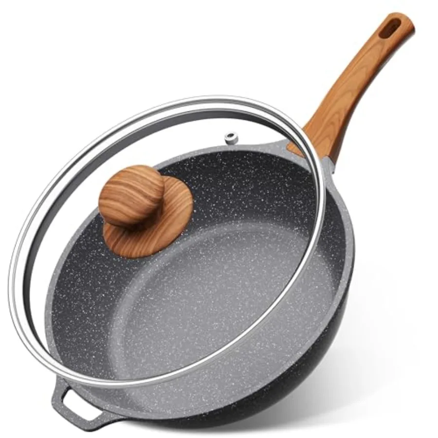 Nonstick Saute Pan with Lid 12 Inch Large Deep Skillet 5 QT Family Size Frying Pan Induction Compatible Healthy Non Toxic PFOA
Nonstick Saute Pan with Lid 12 Inch Large Deep Skillet 5 QT Family Size Frying Pan Induction Compatible Healthy Non Toxic PFOA
