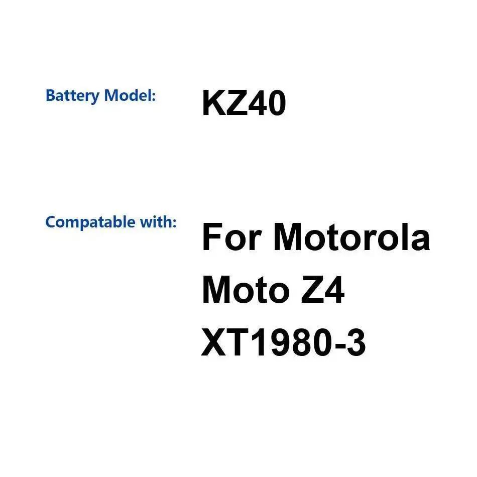 Аккумулятор мобильного телефона для Motorola Moto Z4 XT1980-3 Safe 3600 мАч, экологически чистый KZ40 
Аккумулятор мобильного телефона для Motorola Moto Z4 XT1980-3 Safe 3600 мАч, экологически чистый KZ40