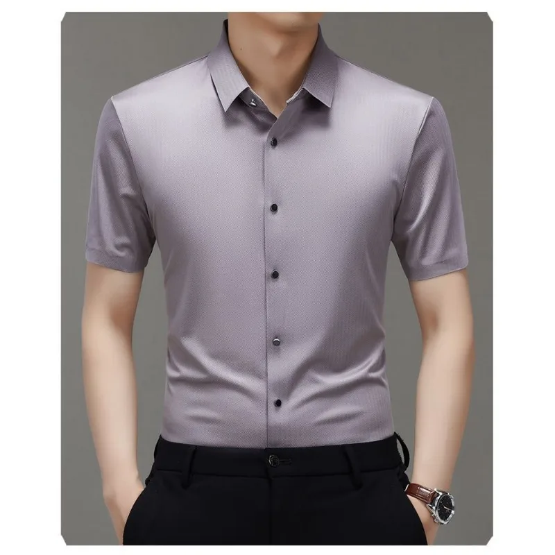 Men's Light Green Herringbone Short-Sleeve Shirt Casual Slim Fit Ice Silk Business Top
Men's Light Green Herringbone Short-Sleeve Shirt Casual Slim Fit Ice Silk Business Top