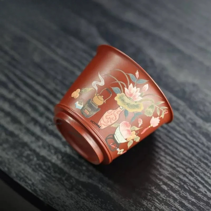 110ml Yixing Zisha Clay Painted Flower Teacup Antique Tea Bowl Mug Tea-tasting Smelling Cup Chazhan Master Cups Tea Services
110ml Yixing Zisha Clay Painted Flower Teacup Antique Tea Bowl Mug Tea-tasting Smelling Cup Chazhan Master Cups Tea Services
