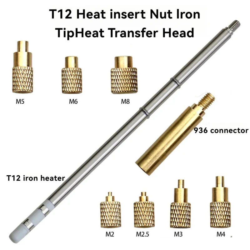 T12 Brass Heat Insert Screw Nut Iron Tip Kit for M2-M8 Thread Inserts in 3D Printed Parts Accessory | Fast Installation Tool
T12 Brass Heat Insert Screw Nut Iron Tip Kit for M2-M8 Thread Inserts in 3D Printed Parts Accessory | Fast Installation Tool