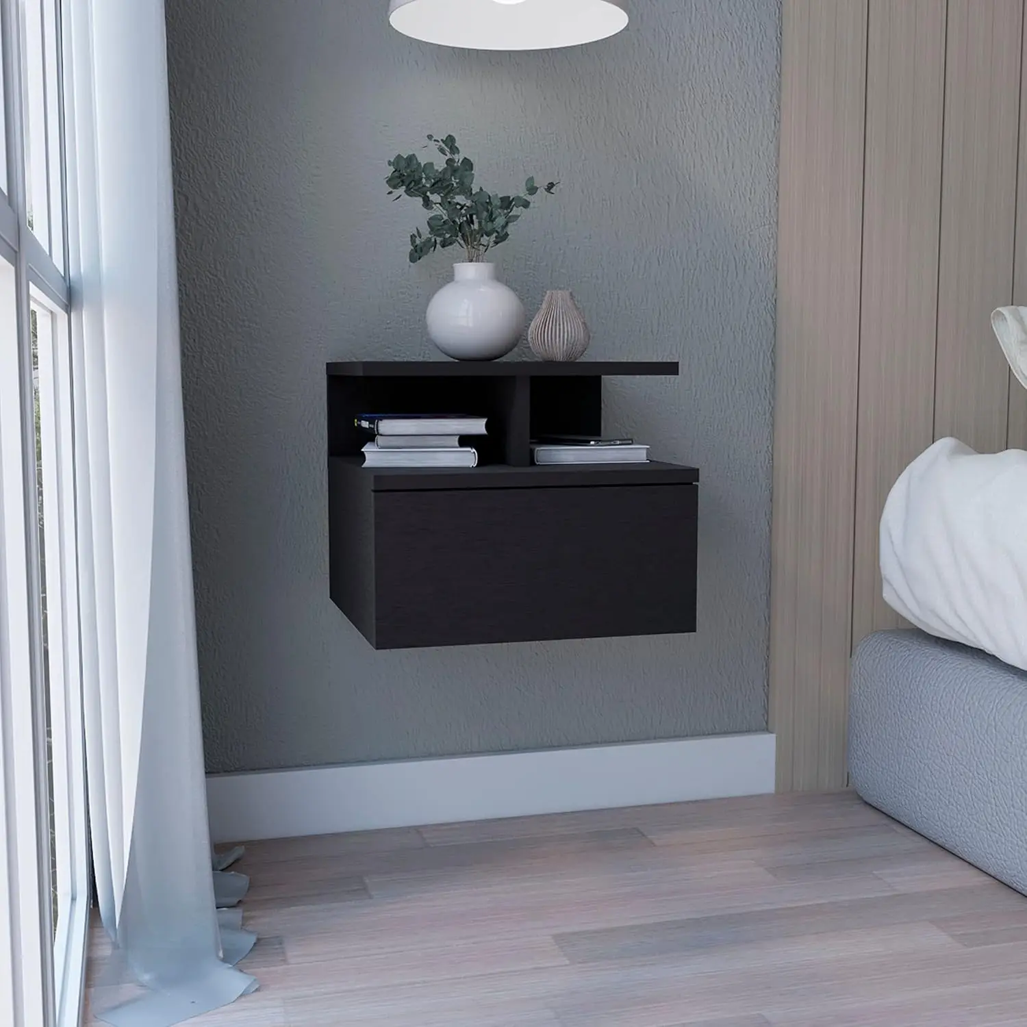 Black Floating Nightstand Wall Mounted Single Drawer 2-Tier Shelf 12x14x13", Customized
Black Floating Nightstand Wall Mounted Single Drawer 2-Tier Shelf 12x14x13", Customized